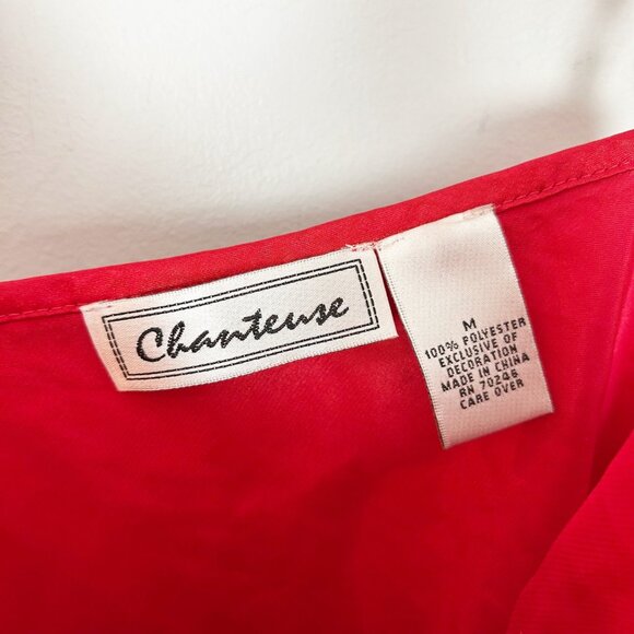 Vintage Y2K Chanteuse Red Lace Pleated Cami Tank Top Size Medium Women's - Picture 4 of 4